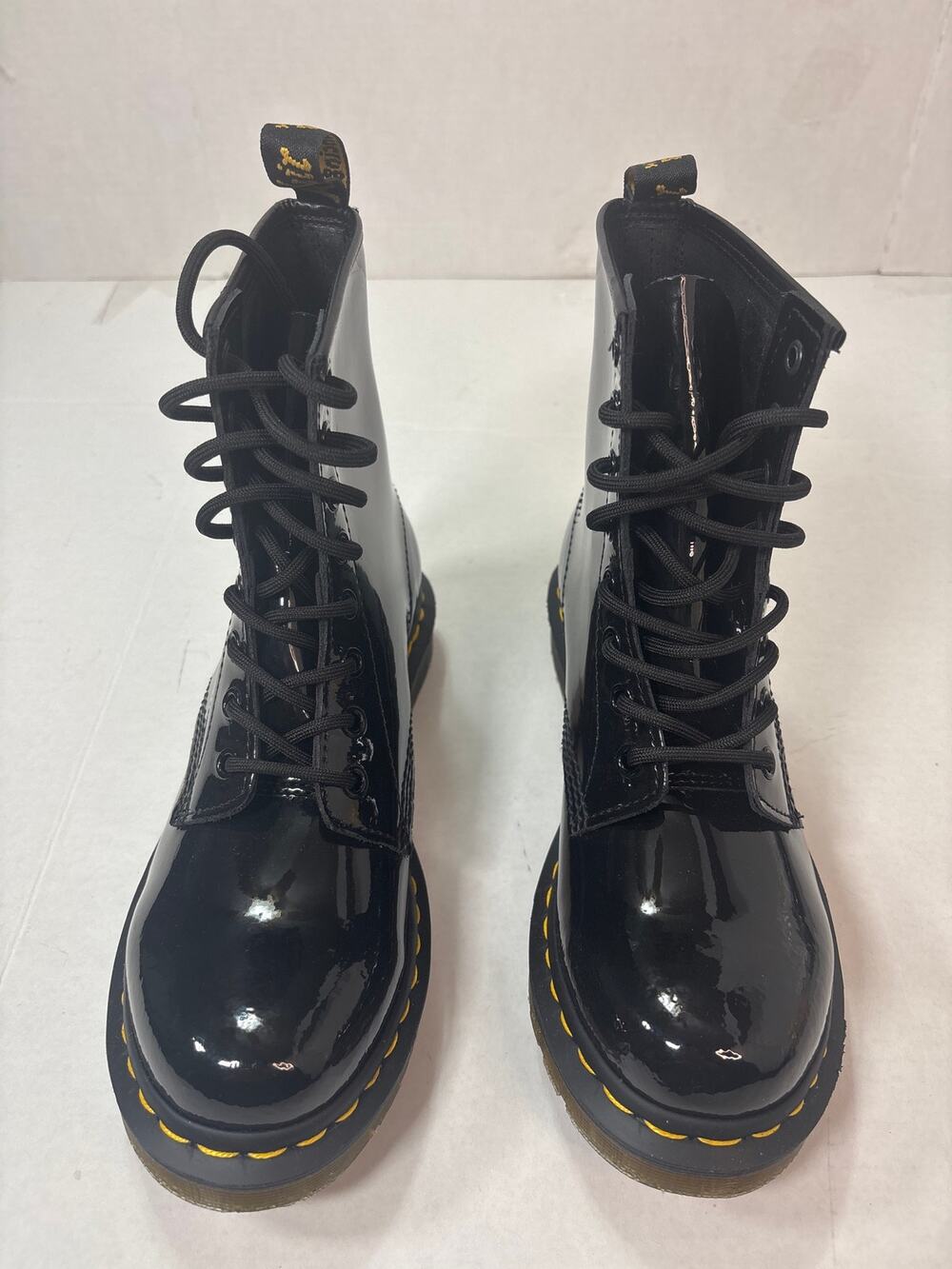 Iconic Dr. Martens Patent Black Combat Boots Size 8